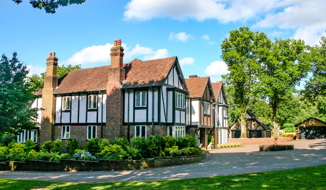 The curb appeal on a tudor style home in Northern Virginia is sutnning.